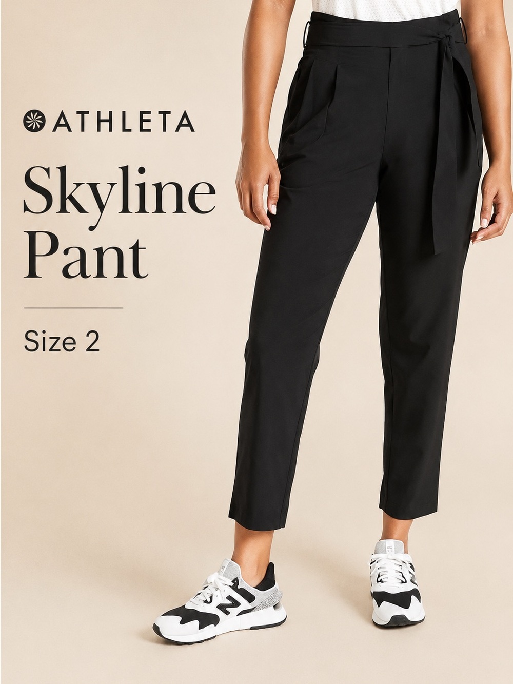 Athleta Skyline Pant Black Belted Paperbag Pants Size 2‎